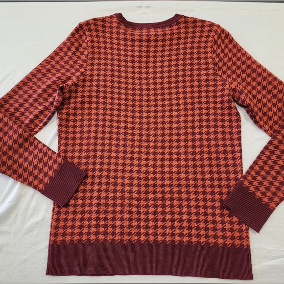 NWT Kim Rogers Women's Wine Houndstooth Crew Long Sleeve Pullover Sweater, sz MD - Picture 11 of 15
